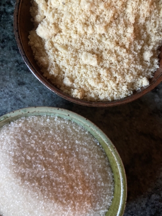 ingredients - sugar, ground almonds